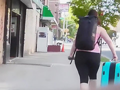 Fat ass in spandex on the streets of NYC